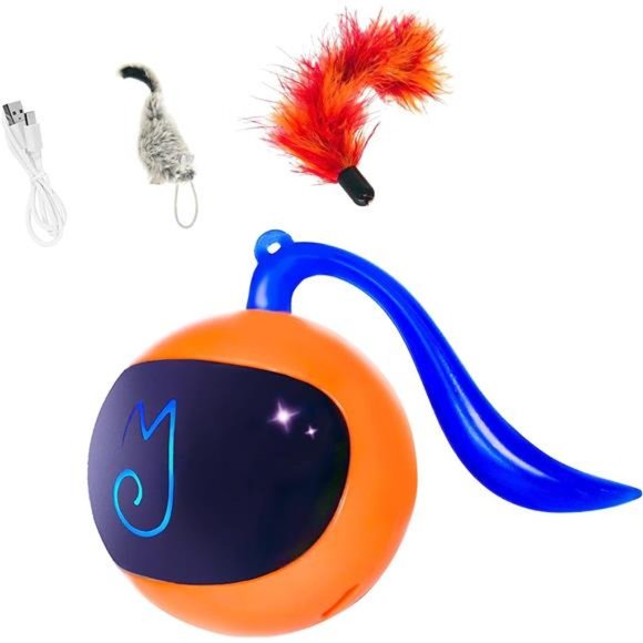 Cat Toy, Automatic Moving Ball Bundle Classic Mice + Feather Kitten Toys in Pack - Picture 1 of 6
